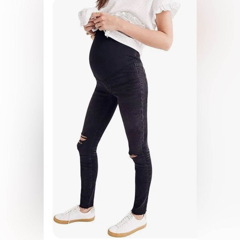 Madewell Distressed Black Women's Maternity Jeans